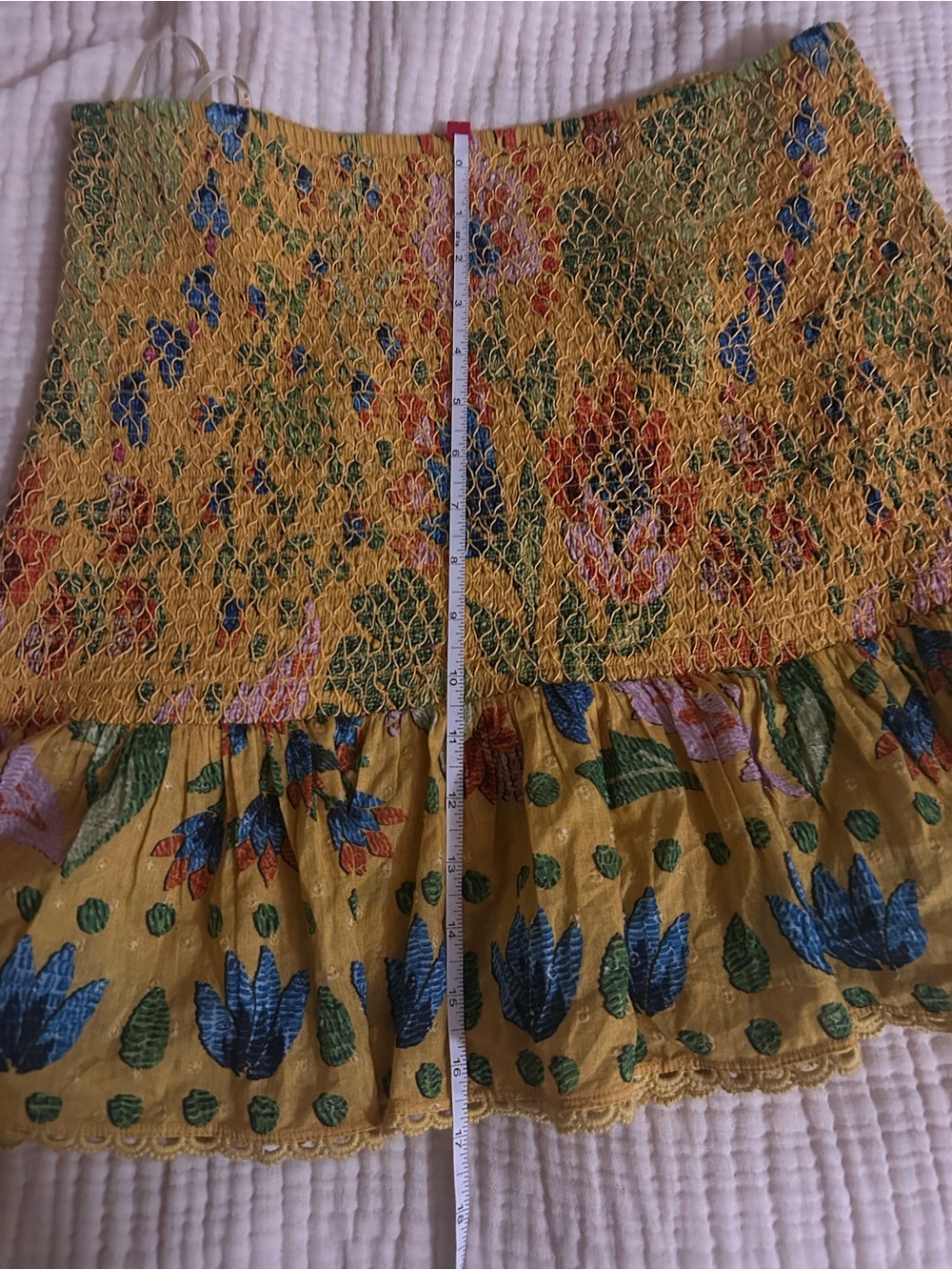 FARM Rio Yellow Floral Smocked Ruffle Mini Skirt - Picture 3 of 4